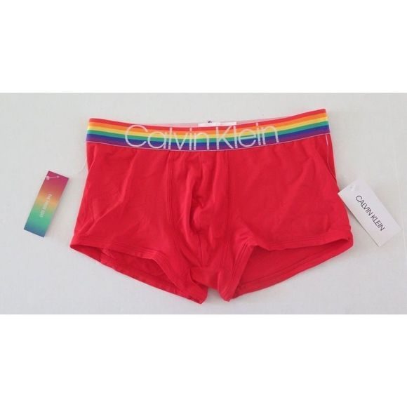 Calvin Klein NB2204 642 Men's Sz L Red "The Pride Edit" Low Rise Trunks - Picture 1 of 4